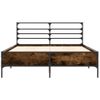 Cama Matrimonial | Cama Para Adultos | Estructura Cama Madera Ingeniería Metal Roble Ahumado 135x190cm Cfw42196