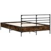 Cama Matrimonial | Cama Para Adultos | Estructura Cama Madera Ingeniería Metal Roble Ahumado 135x190cm Cfw42196