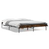 Cama Matrimonial | Cama Para Adultos | Estructura Cama Madera Ingeniería Metal Roble Ahumado 150x200cm Cfw89453