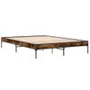 Cama Matrimonial | Cama Para Adultos | Estructura Cama Madera Ingeniería Metal Roble Ahumado 150x200cm Cfw89453