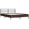 Cama Matrimonial | Cama Para Adultos | Estructura Cama Madera Ingeniería Metal Roble Ahumado 150x200cm Cfw46833