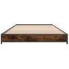 Cama Individual | Cama Para Adultos | Estructura Cama Madera Ingeniería Metal Roble Humo 100x200 Cm Cfw81832