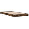 Cama Individual | Cama Para Adultos | Estructura Cama Madera Ingeniería Metal Roble Humo 100x200 Cm Cfw81832