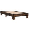 Cama Individual | Cama Para Adultos | Estructura Cama Madera Ingeniería Metal Roble Humo 75x190 Cm Cfw79409