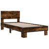 Cama Individual | Cama Para Adultos | Estructura Cama Madera Ingeniería Metal Roble Humo 75x190 Cm Cfw31642