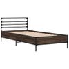 Cama Individual | Cama Para Adultos | Estructura Cama Madera Ingeniería Metal Roble Marrón 75x190 Cm Cfw81008