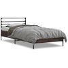 Cama Individual | Cama Para Adultos | Estructura Cama Madera Ingeniería Metal Roble Marrón 75x190 Cm Cfw81008