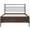 Cama Individual | Cama Para Adultos | Estructura Cama Madera Ingeniería Metal Roble Marrón 75x190 Cm Cfw81008