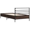 Cama Individual | Cama Para Adultos | Estructura Cama Madera Ingeniería Metal Roble Marrón 75x190 Cm Cfw81008