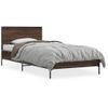 Cama Individual | Cama Para Adultos | Estructura Cama Madera Ingeniería Metal Roble Marrón 75x190 Cm Cfw96881