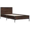 Cama Individual | Cama Para Adultos | Estructura Cama Madera Ingeniería Metal Roble Marrón 75x190 Cm Cfw96881