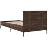 Cama Individual | Cama Para Adultos | Estructura Cama Madera Ingeniería Metal Roble Marrón 75x190 Cm Cfw96881