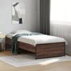 Cama Individual | Cama Para Adultos | Estructura Cama Madera Ingeniería Metal Roble Marrón 75x190 Cm Cfw89014