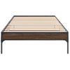 Cama Individual | Cama Para Adultos | Estructura Cama Madera Ingeniería Metal Roble Marrón 75x190 Cm Cfw58015