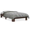 Cama Individual | Cama Para Adultos | Estructura Cama Madera Ingeniería Metal Roble Marrón 75x190 Cm Cfw78775