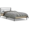 Cama Individual | Cama Para Adultos | Estructura Cama Madera Ingeniería Metal Roble Sonoma 100x200 Cm Cfw92382