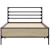 Cama Individual | Cama Para Adultos | Estructura Cama Madera Ingeniería Metal Roble Sonoma 100x200 Cm Cfw92382