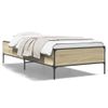 Cama Individual | Cama Para Adultos | Estructura Cama Madera Ingeniería Metal Roble Sonoma 100x200 Cm Cfw41993