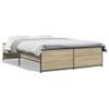 Cama Matrimonial | Cama Para Adultos | Estructura Cama Madera Ingeniería Metal Roble Sonoma 140x190 Cm Cfw52233