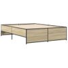 Cama Matrimonial | Cama Para Adultos | Estructura Cama Madera Ingeniería Metal Roble Sonoma 140x190 Cm Cfw52233