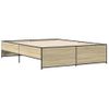 Cama Matrimonial | Cama Para Adultos | Estructura Cama Madera Ingeniería Metal Roble Sonoma 150x200 Cm Cfw71003