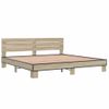 Cama Matrimonial | Cama Para Adultos | Estructura Cama Madera Ingeniería Metal Roble Sonoma 200x200 Cm Cfw70421