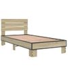 Cama Individual | Cama Para Adultos | Estructura Cama Madera Ingeniería Metal Roble Sonoma 75x190 Cm Cfw35078