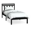 Cama Individual | Cama Para Adultos | Estructura De Cama Individual Madera Maciza Negro 75x190 Cm Cfw583614