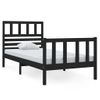 Cama Individual | Cama Para Adultos | Estructura De Cama Madera Maciza Negra 75x190 Cm Cfw717025