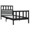 Cama Individual | Cama Para Adultos | Estructura De Cama Madera Maciza Negra 75x190 Cm Cfw717025