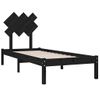 Cama Individual | Cama Para Adultos | Estructura De Cama Individual De Madera Maciza Negro 75x190 Cm Cfw134016