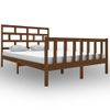 Cama Matrimonial | Cama Para Adultos | Estructura De Cama Madera Maciza Pino Marrón Miel 150x200 Cm Cfw425730