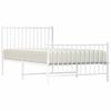 Cama Individual | Cama Para Adultos | Estructura Cama Metal Cabecero Y Pie De Cama Blanca 100x190 Cm Cfw970692