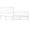 Cama Individual | Cama Para Adultos | Estructura Cama Metal Cabecero Y Pie De Cama Blanca 100x190 Cm Cfw970692