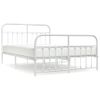 Cama Matrimonial | Cama Para Adultos | Estructura Cama Metal Cabecero Y Pie De Cama Blanco 140x190 Cm Cfw734709