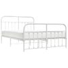 Cama Matrimonial | Cama Para Adultos | Estructura Cama Metal Cabecero Y Pie De Cama Blanco 140x190 Cm Cfw734709