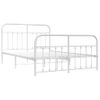 Cama Matrimonial | Cama Para Adultos | Estructura Cama Metal Cabecero Y Pie De Cama Blanco 140x190 Cm Cfw734709