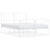 Cama Matrimonial | Cama Para Adultos | Estructura Cama Metal Cabecero Y Pie De Cama Blanco 140x190 Cm Cfw794122