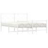 Cama Matrimonial | Cama Para Adultos | Estructura Cama Metal Cabecero Y Estribo Blanco 140x190 Cm Cfw16163