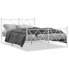 Cama Matrimonial | Cama Para Adultos | Estructura Cama Metal Cabecero Y Estribo Blanco 140x190 Cm Cfw95515