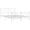 Cama Matrimonial | Cama Para Adultos | Estructura Cama Metal Cabecero Y Estribo Blanco 140x190 Cm Cfw95515