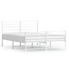 Cama Matrimonial | Cama Para Adultos | Estructura Cama Metal Cabecero Y Pie De Cama Blanco 140x190 Cm Cfw994852