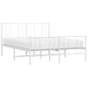 Cama Matrimonial | Cama Para Adultos | Estructura Cama Metal Cabecero Y Pie De Cama Blanco 140x190 Cm Cfw322032