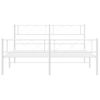 Cama Matrimonial | Cama Para Adultos | Estructura Cama Metal Cabecero Y Pie De Cama Blanco 140x190 Cm Cfw526972