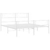 Cama Matrimonial | Cama Para Adultos | Estructura Cama Metal Cabecero Y Pie De Cama Blanco 140x190 Cm Cfw526972