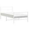 Cama Individual | Cama Para Adultos | Estructura Cama Metal Con Cabecero Y Estribo Blanco 100x190 Cm Cfw239323