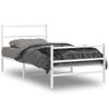 Cama Individual | Cama Para Adultos | Estructura Cama Metal Con Cabecero Y Estribo Blanco 107x203 Cm Cfw524789