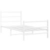 Cama Individual | Cama Para Adultos | Estructura Cama Metal Con Cabecero Y Estribo Blanco 107x203 Cm Cfw524789