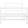 Cama Individual | Cama Para Adultos | Estructura Cama Metal Con Cabecero Y Estribo Blanco 107x203 Cm Cfw524789