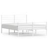 Cama Matrimonial | Cama Para Adultos | Estructura Cama Metal Con Cabecero Y Estribo Blanco 120x190 Cm Cfw664929